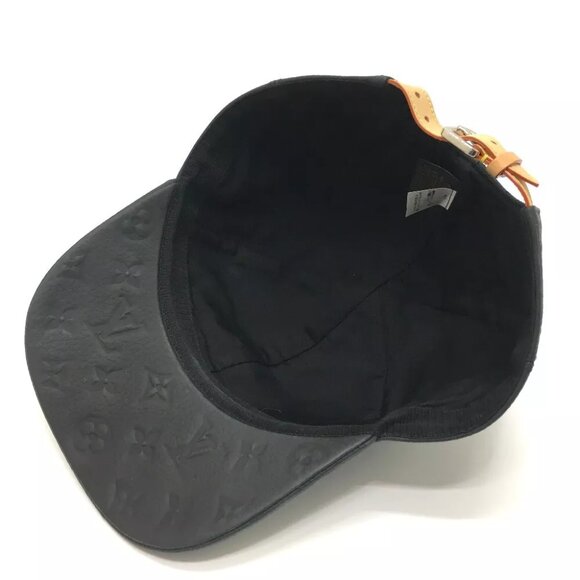 LOUIS VUITTON MP2605 Monogram Newsboy cap 1.1 Leather Cap Hat Black - Picture 4 of 8